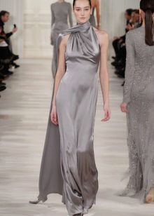 Gray silk dress with an American armhole
