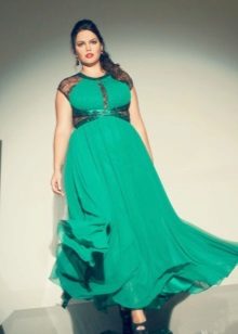 Zelena pletena duga haljina visokog struka za debele žene
