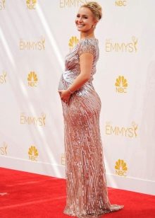 Empire Maternity Long Shiny Floor-Length Dress