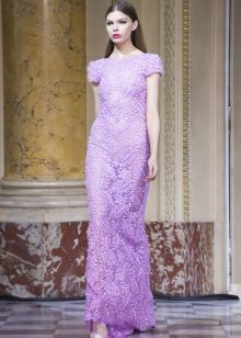 Lilac guipure haljina s podom