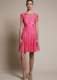 Rožinė „guipure“ suknelė