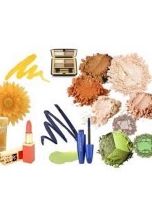 Sonbahar renk tipindeki kadınlar için dekoratif kozmetik renk şeması