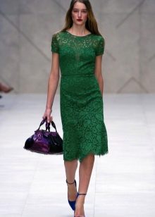 Smaragdna čipka Midi haljina
