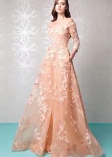 Peach lace lace dress