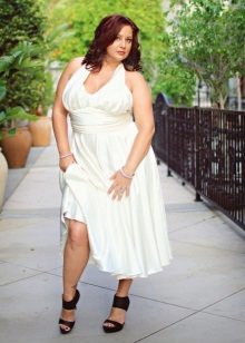 Vestido blanco de cintura alta para mujeres con sobrepeso