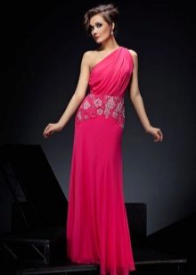 Ilga rožinės spalvos viskozės suknelė