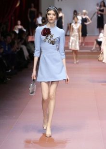 Dolce & Gabbana zilo rožu kleita modes skatē