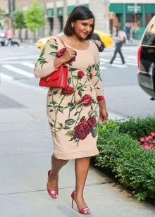 Dress with roses for overweight women