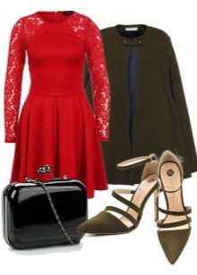 Dress with a flared skirt and accessories for it for an inverted triangle type figure