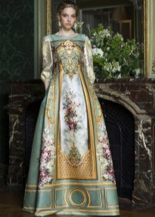 baroko stiliaus suknelė su spauda ir rankovėmis