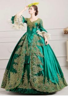 Baroko stiliaus žalia suknelė