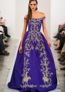 Violetna barokna haljina