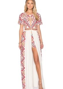 Dress with ethnic print and slit