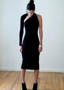 Плетена црна хаљина од бодицона