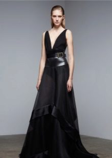 Combined leather evening dress