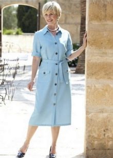 Casual button-down dressing gown in blue