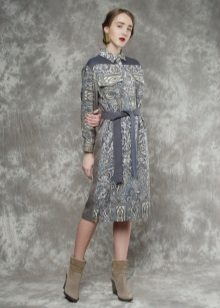 Dress from Pavloposad shawls gray