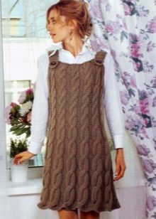 Топла плетена рокля-сарафан