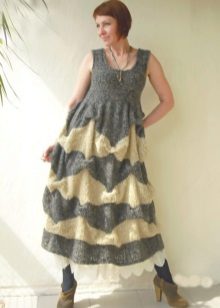 Дълга топла плетена рокля-сарафан