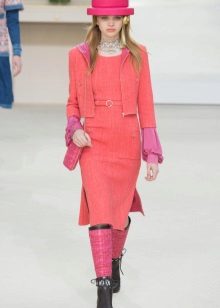 Coco Chanel tweed dress pink