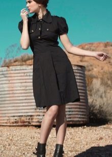 Military black cotton dress