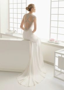 Бяла рокля без гръб с кристали