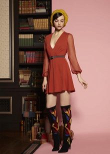 Tall boots for a short cocktail dress
