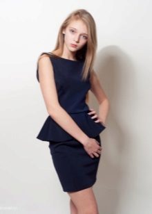 Elegant dress for a girl of 10-12 years with a peplum