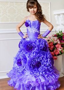 Елегантна рокля за момиче на 6-7 години, великолепна в пода