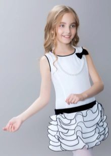 Elegantna haljina za djevojčicu bijelu s crnom bojom