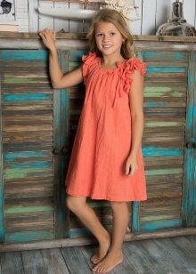 Summer loose dress for a girl of 11 years old