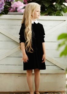 Σχολικό μαύρο φόρεμα για τα κορίτσια στα γόνατα