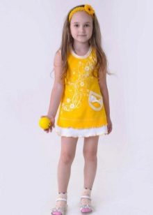 Đầm dệt kim mùa hè cho bé gái màu vàng
