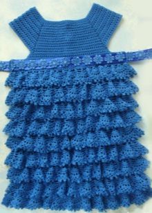 Elegantiška mėlyna suknelė su raukšlėmis 4–5 metų mergaitėms
