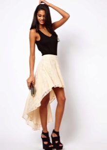 Asymmetrical black top skirt