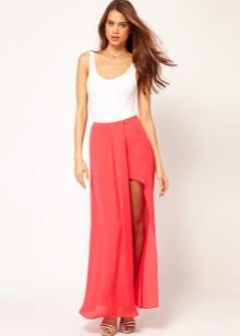 Asymmetric skirt with a white top