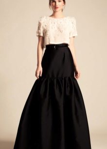 svart flounce maxi kjol