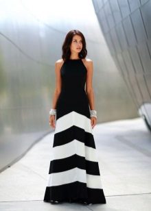 crno-bijela križna pruga maxi suknja