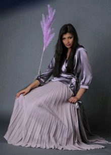 purpurinis ilgas plisuotas sijonas