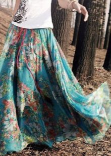 skirt musim luruh panjang dengan cetakan bunga