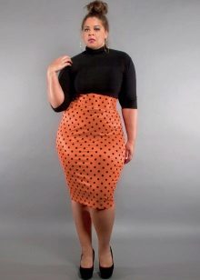 polka dot pencil skirt for overweight women