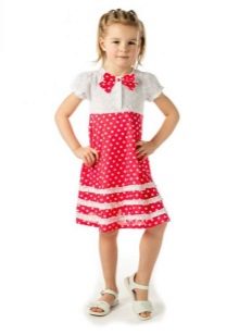 Tiesioginė 5 metų mergaitės suknelė su polka taškais