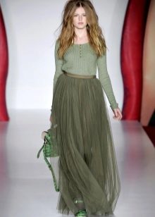 grön chiffongolv kjol