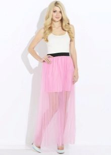švelnus rožinis sijonas su elastingu