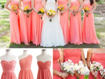 Коралови розови рокли за шаферки