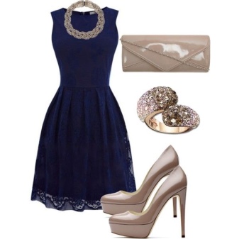 Mėlynos vakarinės suknelės batai
