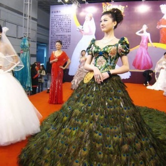 Vjenčana skupa haljina od paunova perja