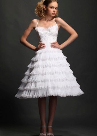 Plisované svadobné šaty s plisovanou sukňou