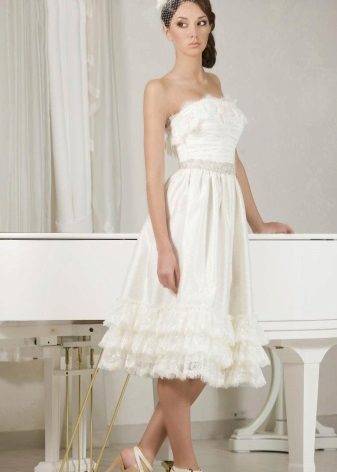 Translucent wedding dress with ruffles