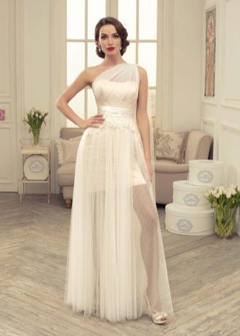 Asymetrické top svadobné šaty